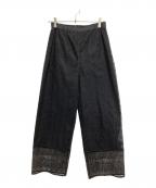 SOULEIADOソレイアード）の古着「ケミカルレース イージーストレートパンツ」｜ブラック