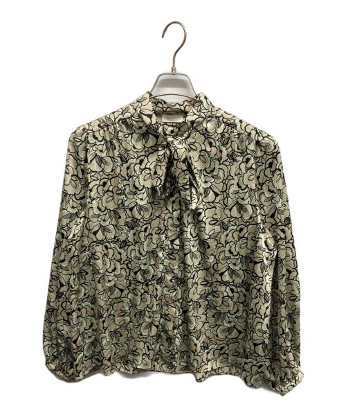 BALLSEY（ボールジィ）BALLSEY (ボールジィ) クラウドフラワープリント ボウタイブラウス グリーン サイズ:36の古着・服飾アイテム
