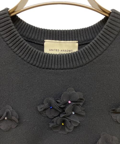 UNITED ARROWS（ユナイテッドアローズ）UNITED ARROWS (ユナイテッドアローズ) 3D フラワーモチーフ ノースリーブ ニットベスト ブラック サイズ:Freeの古着・服飾アイテム
