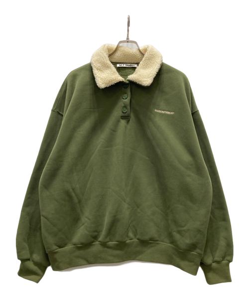 masonprince（メゾンプリンス）MASONPRINCE (メゾンプリンス) ハーフボタンスウェット グリーン サイズ:Mの古着・服飾アイテム