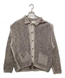 YOKE（ヨーク）の古着「MESH KNITTED BUTTONED CARDIGAN」｜グレー