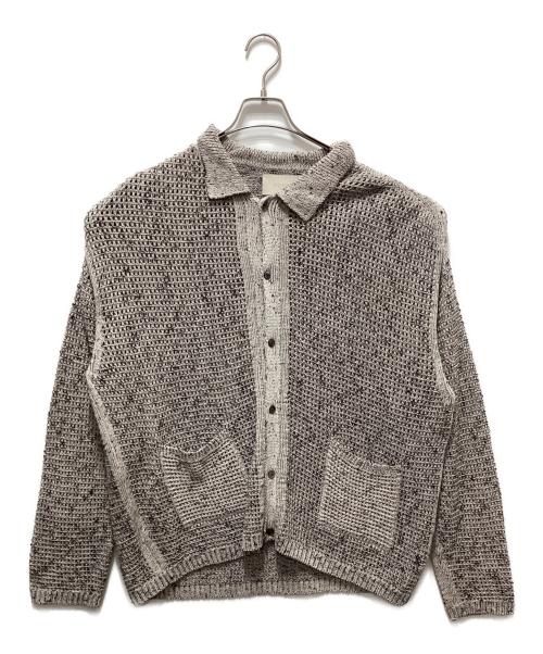YOKE（ヨーク）YOKE (ヨーク) MESH KNITTED BUTTONED CARDIGAN グレー サイズ:3の古着・服飾アイテム