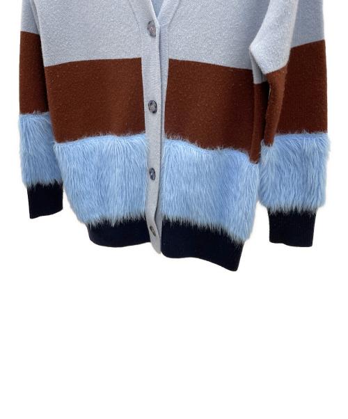 Sov.（ソブ）Sov. (ソブ) ウール + シャギーモールデザインカーディガン ブルー サイズ:Freeの古着・服飾アイテム