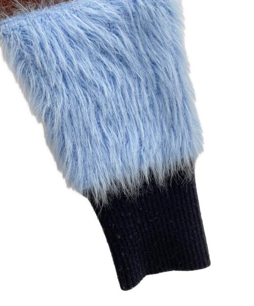 Sov.（ソブ）Sov. (ソブ) ウール + シャギーモールデザインカーディガン ブルー サイズ:Freeの古着・服飾アイテム