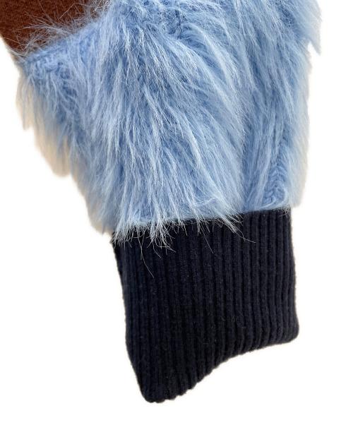 Sov.（ソブ）Sov. (ソブ) ウール + シャギーモールデザインカーディガン ブルー サイズ:Freeの古着・服飾アイテム