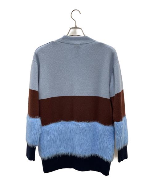 Sov.（ソブ）Sov. (ソブ) ウール + シャギーモールデザインカーディガン ブルー サイズ:Freeの古着・服飾アイテム