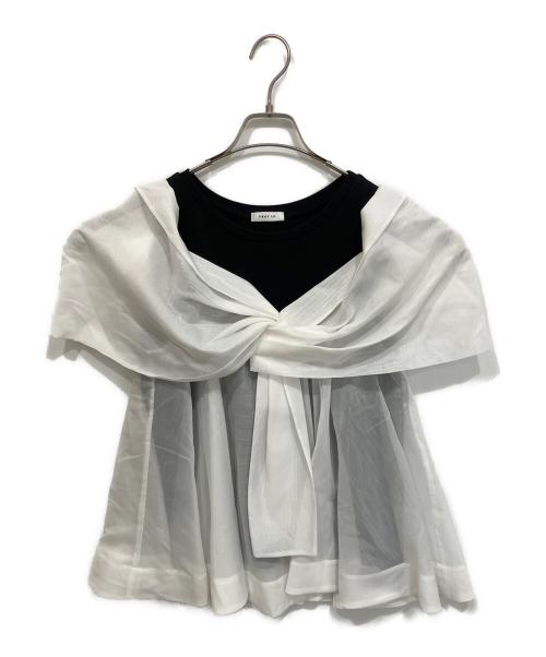 FRAY ID（フレイ アイディー）FRAY ID (フレイ アイディー) カットコンビペプラムトップス ホワイト サイズ:Ｆの古着・服飾アイテム