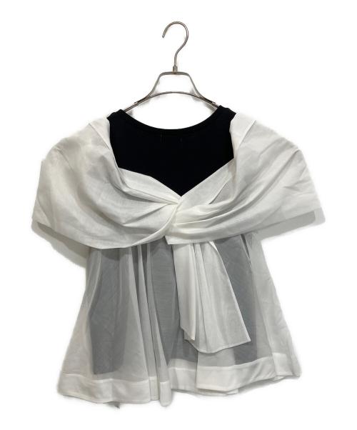 FRAY ID（フレイ アイディー）FRAY ID (フレイ アイディー) カットコンビペプラムトップス ホワイト サイズ:Ｆの古着・服飾アイテム