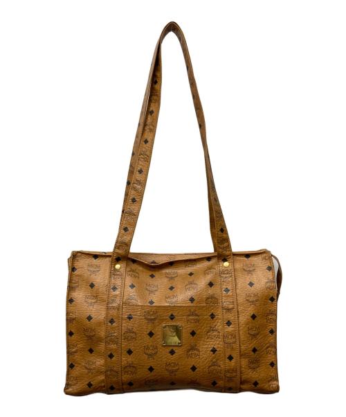 MCM（エムシーエム）MCM (エムシーエム) ロゴグラムレザートートバッグ ブラウンの古着・服飾アイテム