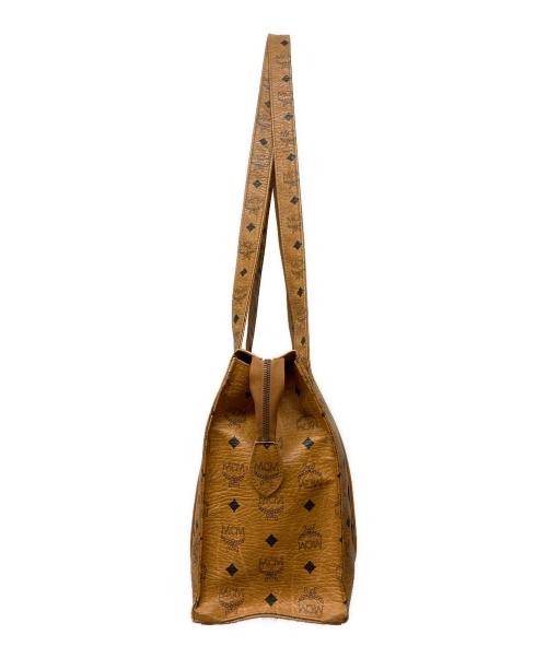 MCM（エムシーエム）MCM (エムシーエム) ロゴグラムレザートートバッグ ブラウンの古着・服飾アイテム