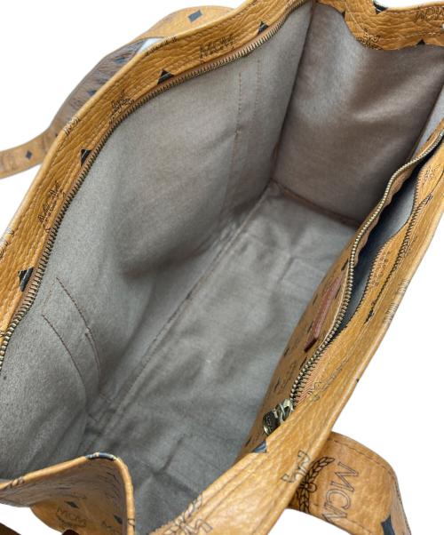 MCM（エムシーエム）MCM (エムシーエム) ロゴグラムレザートートバッグ ブラウンの古着・服飾アイテム