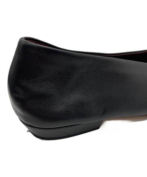 BOTTEGA VENETA（ボッテガベネタ）BOTTEGA VENETA (ボッテガベネタ) アーモンド スクエアトゥフラットパンプス ブラック サイズ:41の古着・服飾アイテム