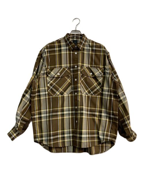 DAIWA PIER39（ダイワ ピア39）DAIWA PIER39 (ダイワ ピア39) TECH ELBOW PATCH WORK SHIRTS FLANNEL PLAIDS ブラウン サイズ:Sの古着・服飾アイテム