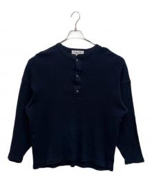 Americana（アメリカーナ）の古着「AMERICANA アメリカーナ ワッフルヘンリーネックプルオーバー カットソー」｜ネイビー