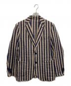 BARNEYS NEWYORKバーニーズ・ニューヨーク）の古着「リネン混ストライプテーラードジャケット」｜ベージュ