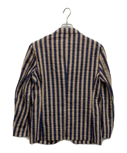 BARNEYS NEWYORK（バーニーズ・ニューヨーク）BARNEYS NEWYORK (バーニーズ・ニューヨーク) リネン混ストライプテーラードジャケット ベージュ サイズ:48の古着・服飾アイテム