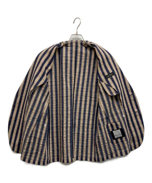 BARNEYS NEWYORK（バーニーズ・ニューヨーク）BARNEYS NEWYORK (バーニーズ・ニューヨーク) リネン混ストライプテーラードジャケット ベージュ サイズ:48の古着・服飾アイテム