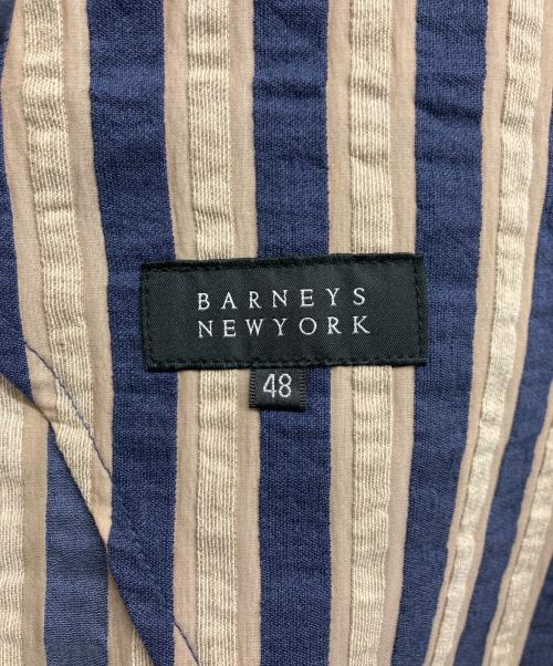 BARNEYS NEWYORK（バーニーズ・ニューヨーク）BARNEYS NEWYORK (バーニーズ・ニューヨーク) リネン混ストライプテーラードジャケット ベージュ サイズ:48の古着・服飾アイテム