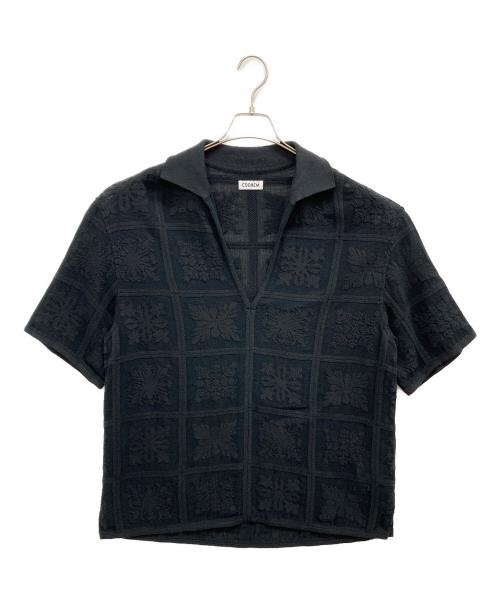 Coohem（コーヘン）Coohem (コーヘン) ハワイアンキルト半袖ニットシャツ ブラック サイズ:Mの古着・服飾アイテム