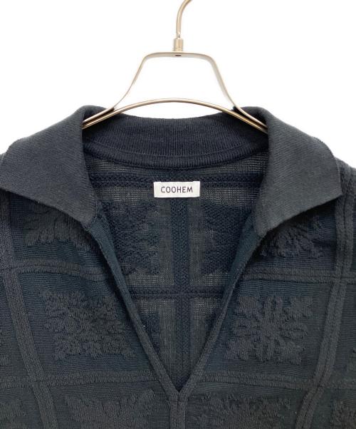 Coohem（コーヘン）Coohem (コーヘン) ハワイアンキルト半袖ニットシャツ ブラック サイズ:Mの古着・服飾アイテム