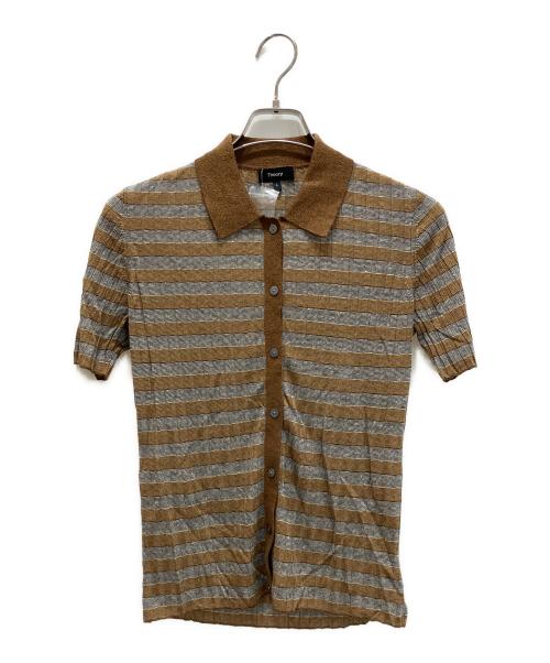 theory（セオリー）theory (セオリー) Neo Sag Harbor Feeder Striped Cardigan ブラウン サイズ:Sの古着・服飾アイテム