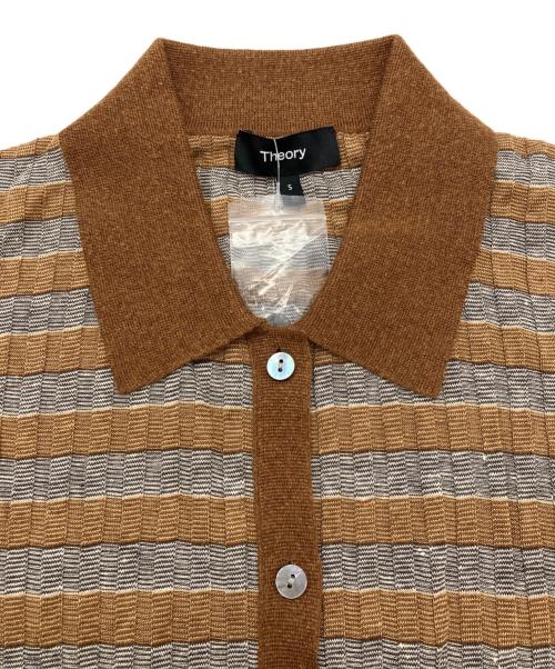 theory（セオリー）theory (セオリー) Neo Sag Harbor Feeder Striped Cardigan ブラウン サイズ:Sの古着・服飾アイテム