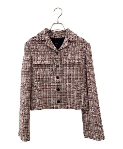 theory（セオリー）theory (セオリー) MULTICOLOR TWEED/PATCH CROP JKT ピンクの古着・服飾アイテム