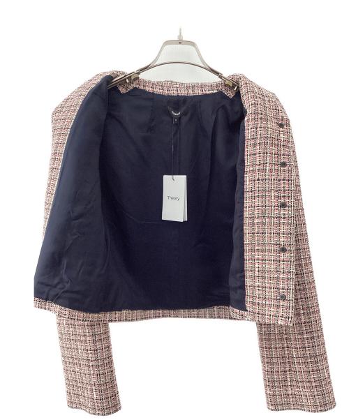 theory（セオリー）theory (セオリー) MULTICOLOR TWEED/PATCH CROP JKT ピンクの古着・服飾アイテム