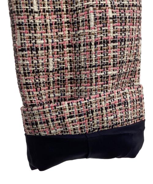 theory（セオリー）theory (セオリー) MULTICOLOR TWEED/PATCH CROP JKT ピンクの古着・服飾アイテム