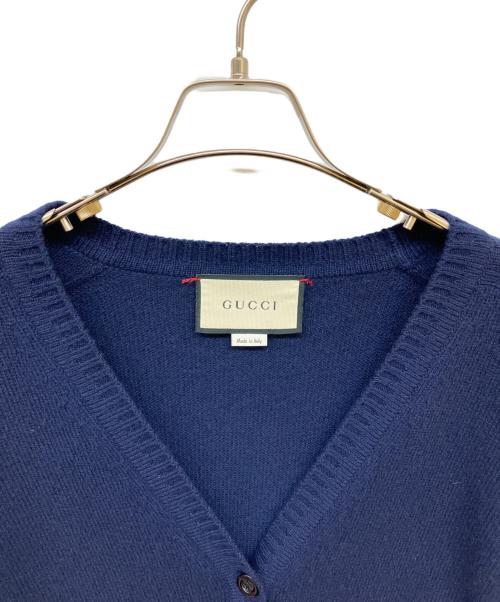 GUCCI（グッチ）GUCCI (グッチ) カシミヤVネックカーディガン ネイビー サイズ:Lの古着・服飾アイテム