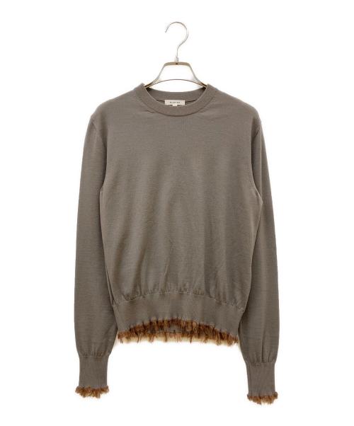 BLAMINK（ブラミンク）BLAMINK (ブラミンク) フリンジクルーネックニット モカ サイズ:36の古着・服飾アイテム