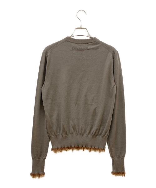 BLAMINK（ブラミンク）BLAMINK (ブラミンク) フリンジクルーネックニット モカ サイズ:36の古着・服飾アイテム