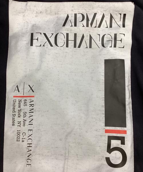 ARMANI EXCHANGE（アルマーニ エクスチェンジ）ARMANI EXCHANGE (アルマーニ エクスチェンジ) スクエアグラフィックロゴデザイン スウェットパーカ ネイビー サイズ:Sの古着・服飾アイテム