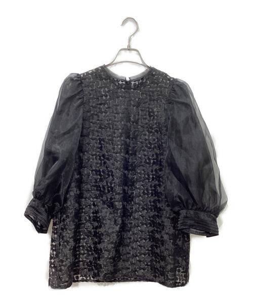 Demi-Luxe Beams（デミルクス ビームス）Demi-Luxe Beams (デミルクス ビームス) エンブロイダリー パフスリーブ ブラウス ブラック サイズ:38 未使用品の古着・服飾アイテム