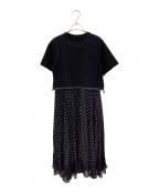 sacaiサカイ）の古着「Polka Dot Cotton Jersey x Satin Dress」｜ブラック