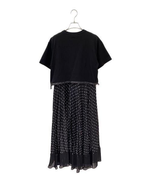 sacai（サカイ）sacai (サカイ) Polka Dot Cotton Jersey x Satin Dress ブラック サイズ:2の古着・服飾アイテム