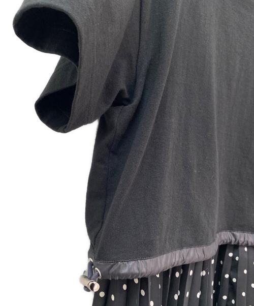 sacai（サカイ）sacai (サカイ) Polka Dot Cotton Jersey x Satin Dress ブラック サイズ:2の古着・服飾アイテム
