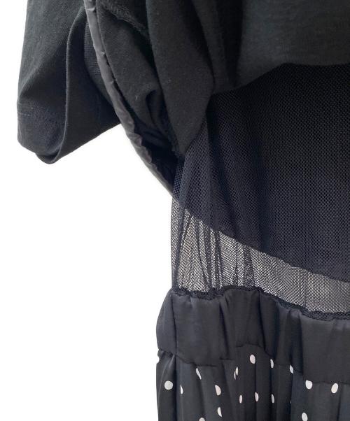 sacai（サカイ）sacai (サカイ) Polka Dot Cotton Jersey x Satin Dress ブラック サイズ:2の古着・服飾アイテム