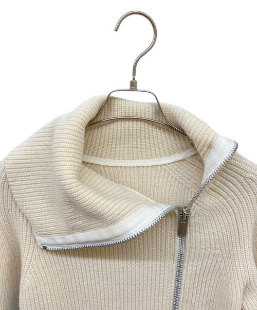 sacai（サカイ）sacai (サカイ) アシンメトリーダブルジップニット ブラウン×ホワイト サイズ:1の古着・服飾アイテム