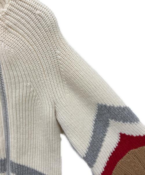 sacai（サカイ）sacai (サカイ) アシンメトリーダブルジップニット ブラウン×ホワイト サイズ:1の古着・服飾アイテム