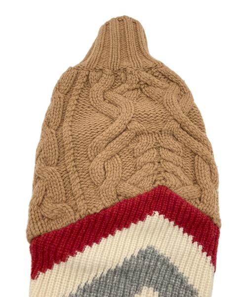 sacai（サカイ）sacai (サカイ) アシンメトリーダブルジップニット ブラウン×ホワイト サイズ:1の古着・服飾アイテム