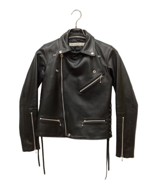 JOHN LAWRENCE SULLIVAN（ジョン ローレンス サリバン）JOHN LAWRENCE SULLIVAN (ジョン ローレンス サリバン) カウレザーレースアップダブルライダースジャケット ブラック サイズ:32の古着・服飾アイテム