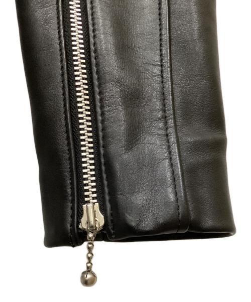 JOHN LAWRENCE SULLIVAN（ジョン ローレンス サリバン）JOHN LAWRENCE SULLIVAN (ジョン ローレンス サリバン) カウレザーレースアップダブルライダースジャケット ブラック サイズ:32の古着・服飾アイテム