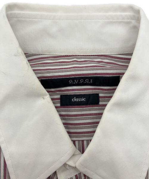 GUCCI（グッチ）GUCCI (グッチ) ストライプシャツ レッド サイズ:38の古着・服飾アイテム