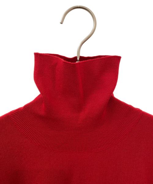 Curensology（カレンソロジー）Curensology (カレンソロジー) ハイネックギャザーニット レッド サイズ:Fの古着・服飾アイテム