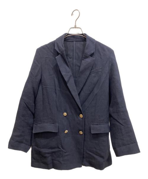 ROPE（ロペ）ROPE (ロペ) 尾州リネンダブルブレストジャケット ネイビー サイズ:38の古着・服飾アイテム