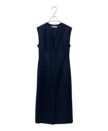 ADEAM（アディアム）の古着「Lucia Dress / ノースリーブワンピース」｜ネイビー