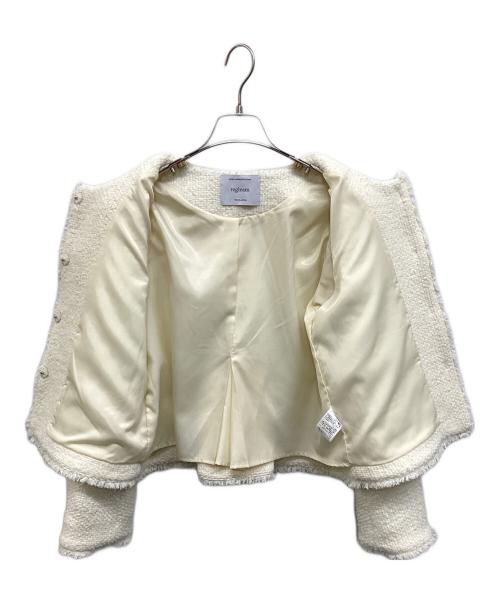 regleam（リグリーム）regleam (リグリーム) FRINGE TWEED JACKET ホワイト サイズ:Sの古着・服飾アイテム