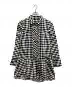 BURBERRY BLUE LABELバーバリー ブルー レーベル）の古着「ギンガムチェックフリルワンピース」｜ネイビー×ホワイト