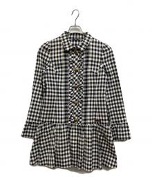 BURBERRY BLUE LABEL（バーバリー ブルー レーベル）の古着「ギンガムチェックフリルワンピース」｜ネイビー×ホワイト